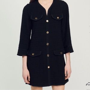 Sandro Black Tweed Dress